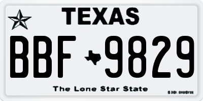 TX license plate BBF9829