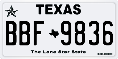 TX license plate BBF9836