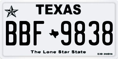 TX license plate BBF9838