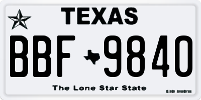 TX license plate BBF9840