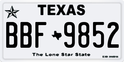 TX license plate BBF9852