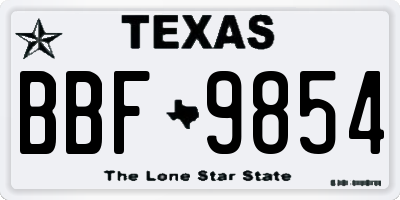 TX license plate BBF9854