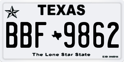 TX license plate BBF9862