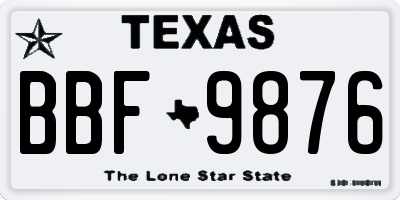 TX license plate BBF9876