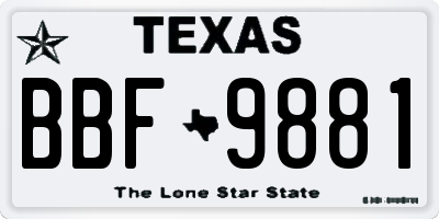 TX license plate BBF9881