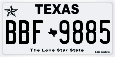TX license plate BBF9885