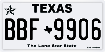 TX license plate BBF9906