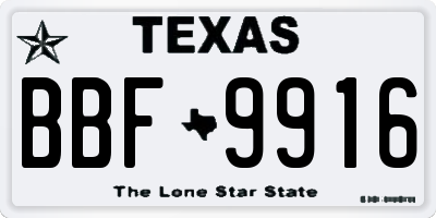 TX license plate BBF9916