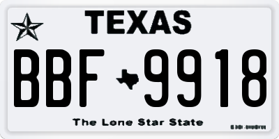 TX license plate BBF9918