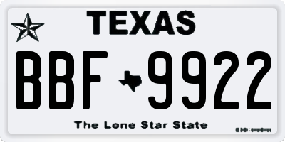 TX license plate BBF9922