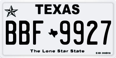 TX license plate BBF9927