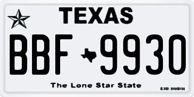 TX license plate BBF9930