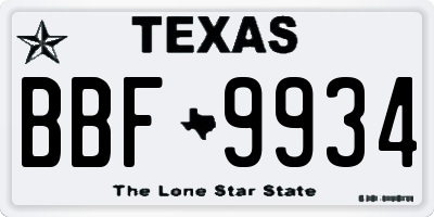 TX license plate BBF9934