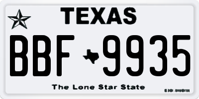 TX license plate BBF9935