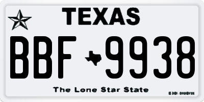 TX license plate BBF9938
