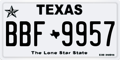TX license plate BBF9957