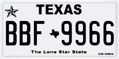 TX license plate BBF9966