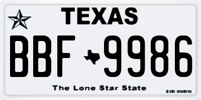 TX license plate BBF9986