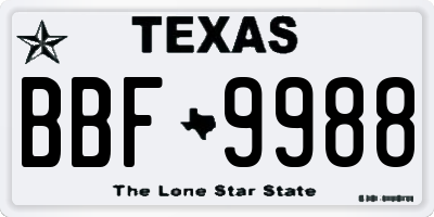 TX license plate BBF9988