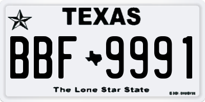 TX license plate BBF9991