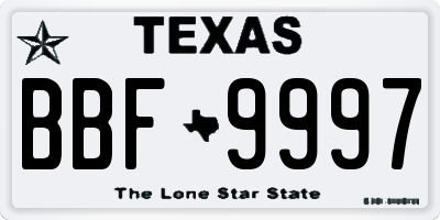 TX license plate BBF9997