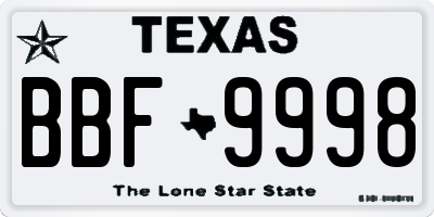 TX license plate BBF9998