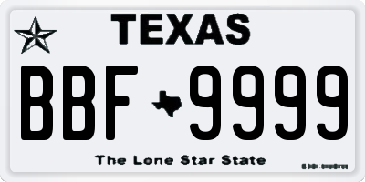 TX license plate BBF9999