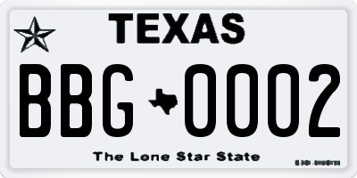 TX license plate BBG0002