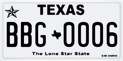 TX license plate BBG0006