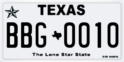 TX license plate BBG0010