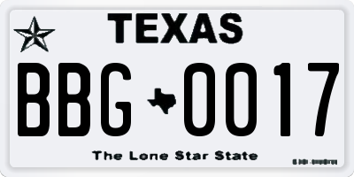 TX license plate BBG0017