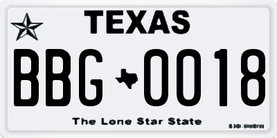 TX license plate BBG0018