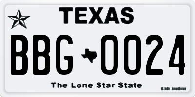 TX license plate BBG0024