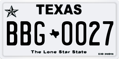 TX license plate BBG0027