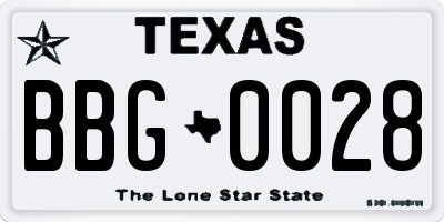 TX license plate BBG0028