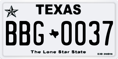 TX license plate BBG0037