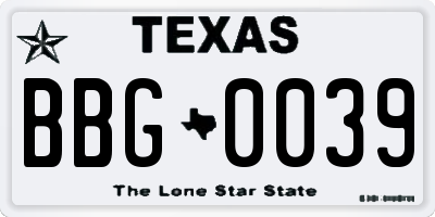 TX license plate BBG0039