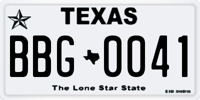 TX license plate BBG0041
