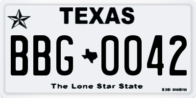 TX license plate BBG0042