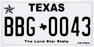 TX license plate BBG0043