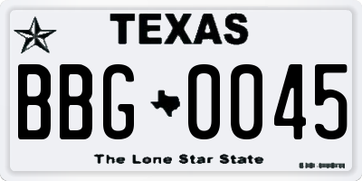 TX license plate BBG0045