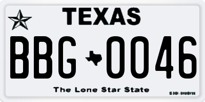 TX license plate BBG0046