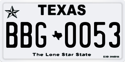 TX license plate BBG0053