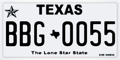 TX license plate BBG0055