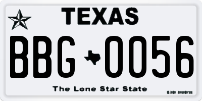 TX license plate BBG0056