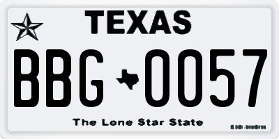 TX license plate BBG0057