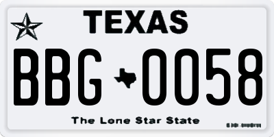 TX license plate BBG0058