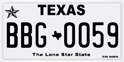 TX license plate BBG0059
