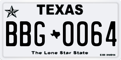 TX license plate BBG0064