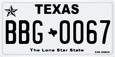 TX license plate BBG0067